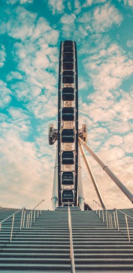 [2436x1125]摩天轮 天空 游乐场 阶梯 苹果手机壁纸图片