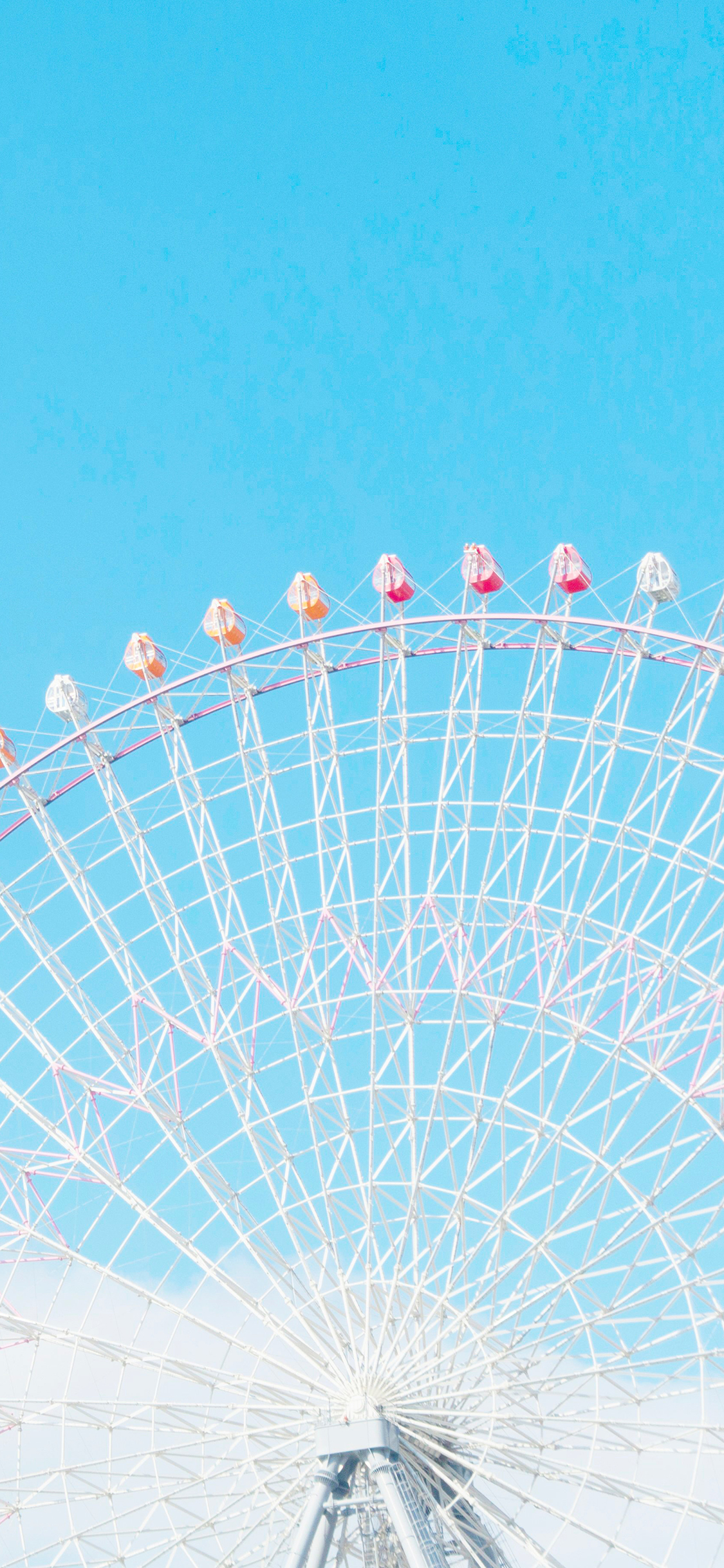 [2436×1125]摩天轮 天空 蔚蓝 游乐场 苹果手机壁纸图片