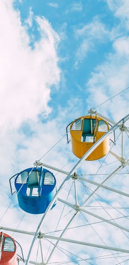 [2436x1125]摩天轮 娱乐 游乐场 蓝天白云 天空 苹果手机壁纸图片