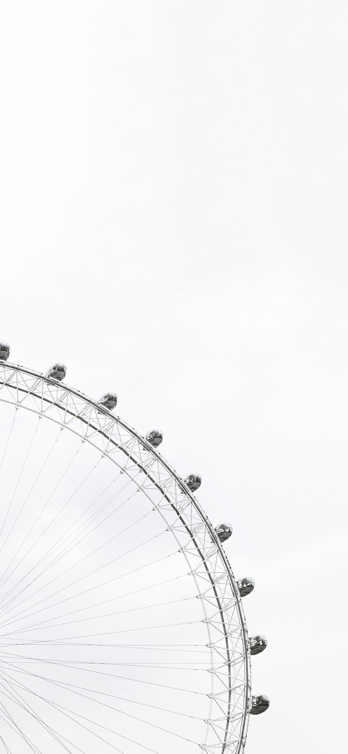[2436×1125]摩天轮 娱乐设施 圆形 白色 天空 苹果手机壁纸图片