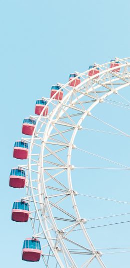 [2436x1125]摩天轮 小清新 娱乐设施 蓝色 苹果手机壁纸图片