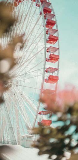 [2436x1125]摩天轮 游乐园 游乐设施 转动 苹果手机壁纸图片