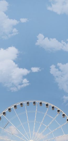 [2436x1125]摩天轮 游乐场 蓝天白云 苹果手机壁纸图片