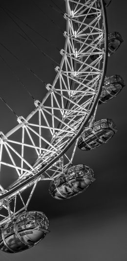 [2436x1125]摩天轮 游乐设施 悬空 黑白 苹果手机壁纸图片