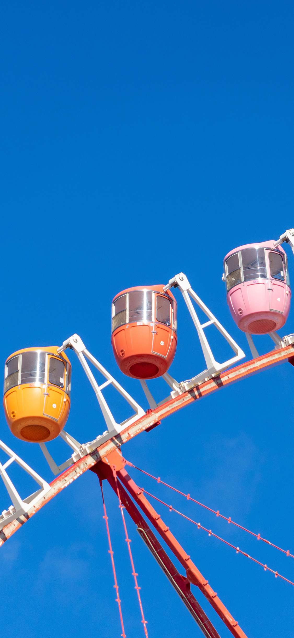 [2436×1125]摩天轮 蓝色 天空 娱乐 设施 苹果手机壁纸图片
