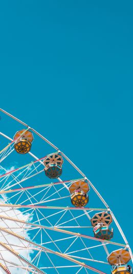 [2436x1125]摩天轮 蓝色 娱乐 设施 游乐场 苹果手机壁纸图片