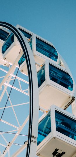 [2436x1125]摩天轮 蓝色 娱乐设施 旋转 苹果手机壁纸图片