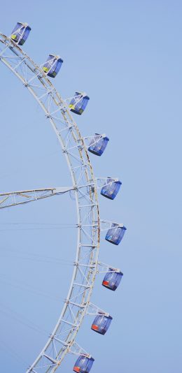 [2436x1125]摩天轮 蓝色 娱乐设施 游乐场 苹果手机壁纸图片