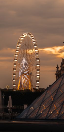 [2436x1125]摩天轮 设施 夜晚 游乐场 苹果手机壁纸图片
