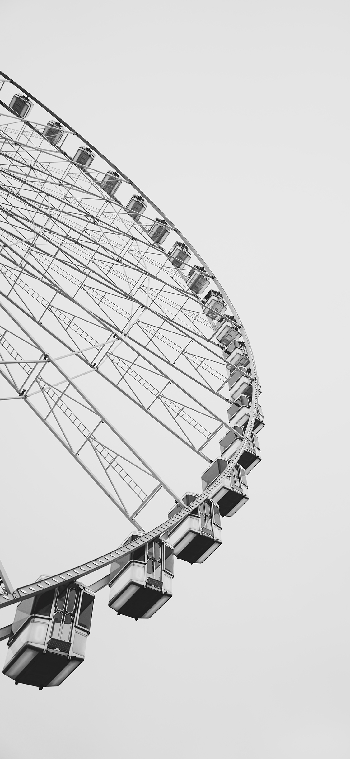 [2436×1125]摩天轮 黑白 娱乐设施 苹果手机壁纸图片