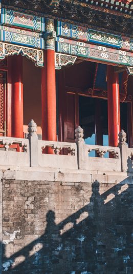 [2436x1125]故宫 宫廷 影子 柱子 苹果手机壁纸图片