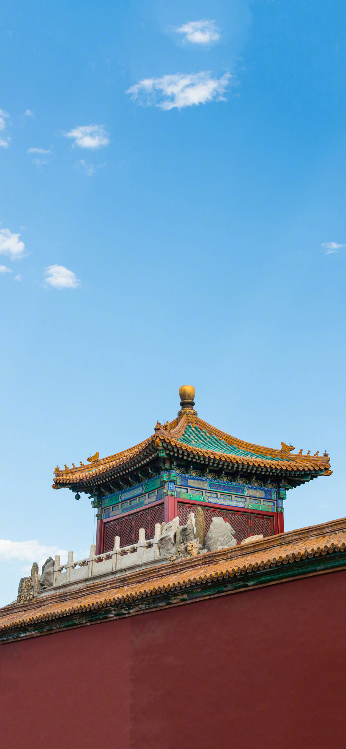 [2436×1125]故宫 屋檐 屋顶 瓦片 红墙 苹果手机壁纸图片