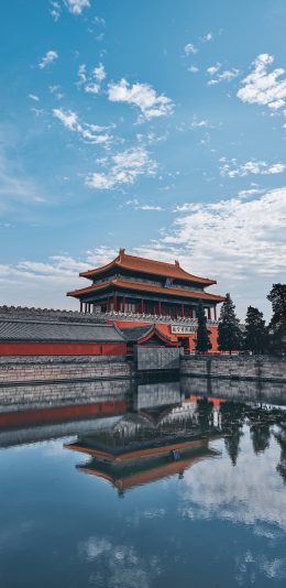 [2436x1125]故宫 建筑 古风 博物馆 倒映 苹果手机壁纸图片