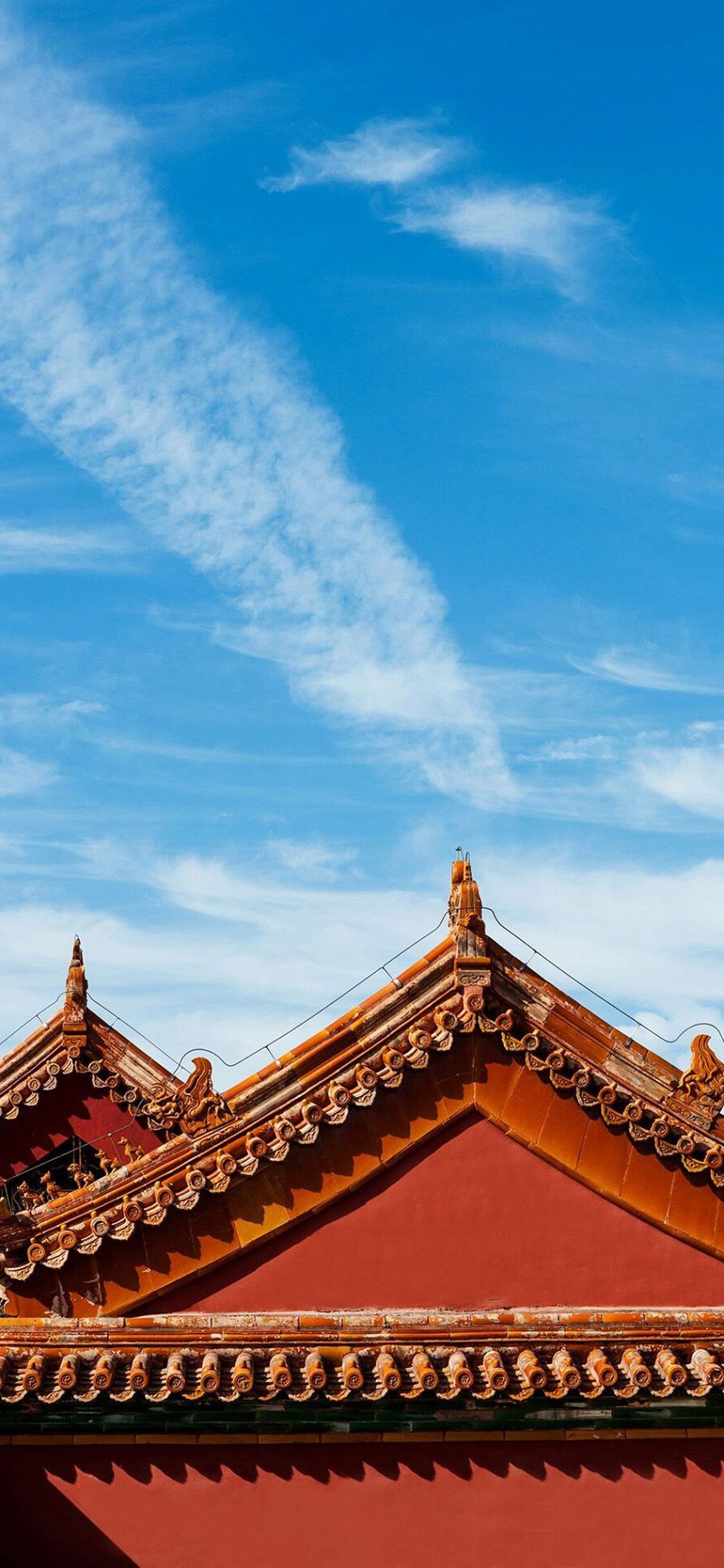 [2436×1125]故宫 建筑 屋檐 天空 瓦片 苹果手机壁纸图片