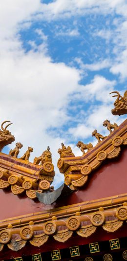 [2436x1125]故宫 建筑 屋檐 瓦片 天空 苹果手机壁纸图片