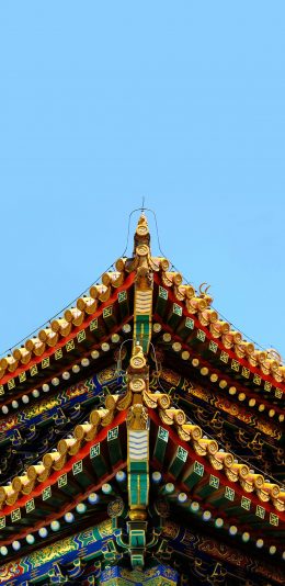 [2436x1125]故宫 建筑 屋檐 瓦片 天空 建筑 苹果手机壁纸图片