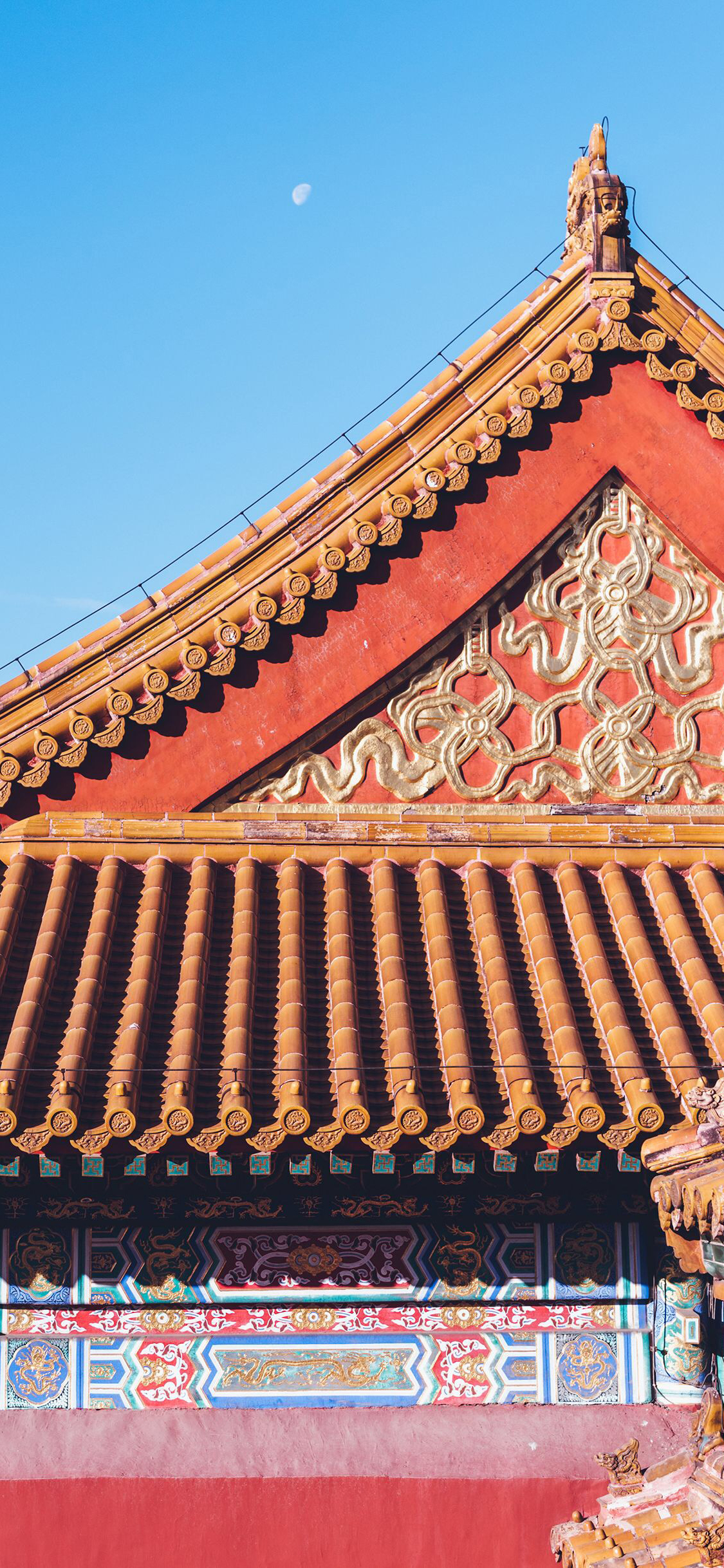 [2436×1125]故宫 建筑 瓦片 屋檐 苹果手机壁纸图片