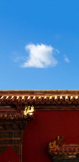 [2436x1125]故宫 建筑 瓦片 红墙 苹果手机壁纸图片