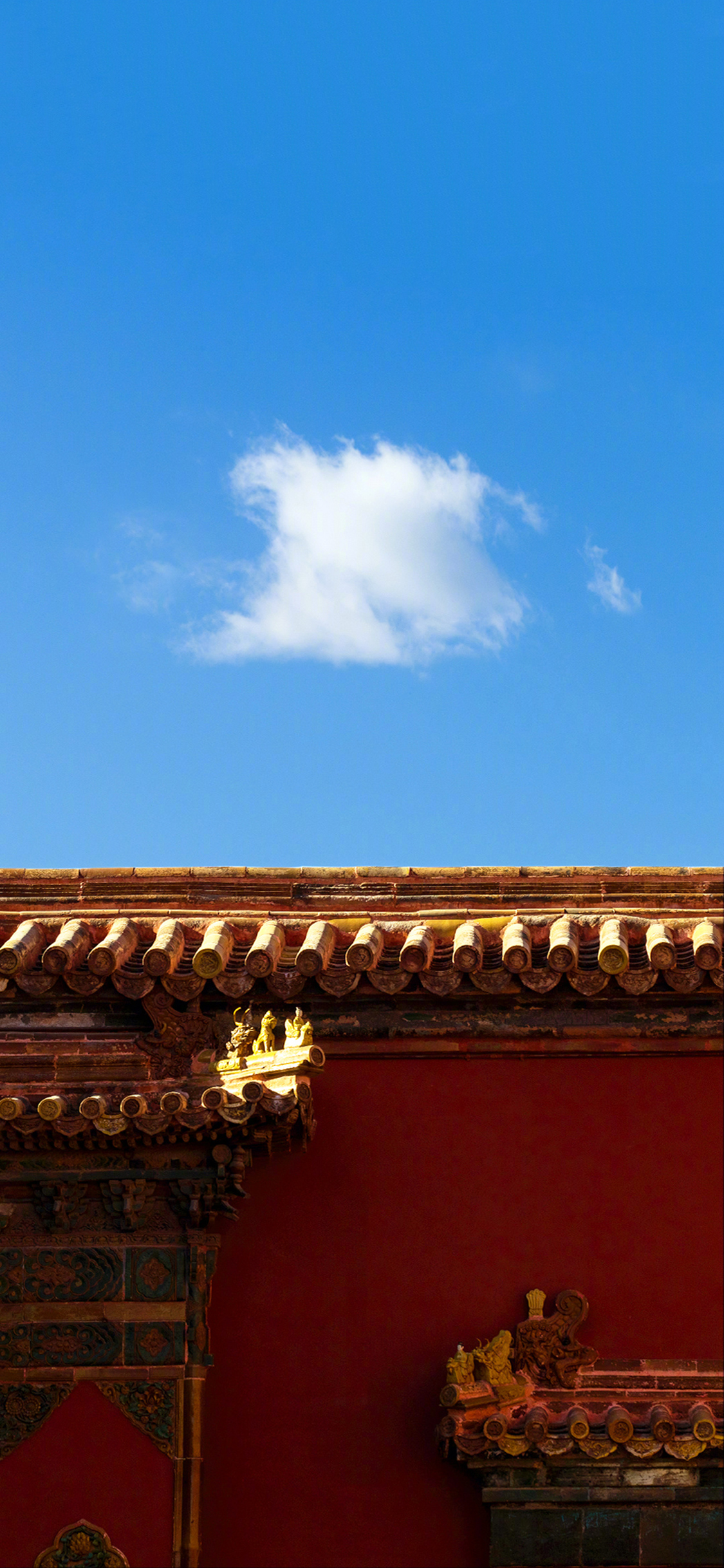 [2436×1125]故宫 建筑 瓦片 红墙 苹果手机壁纸图片