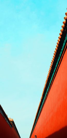[2436x1125]故宫 建筑 红墙 天空 苹果手机壁纸图片