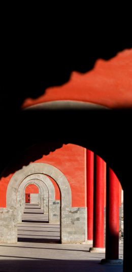 [2436x1125]故宫 拱门 中国风 影子 苹果手机壁纸图片