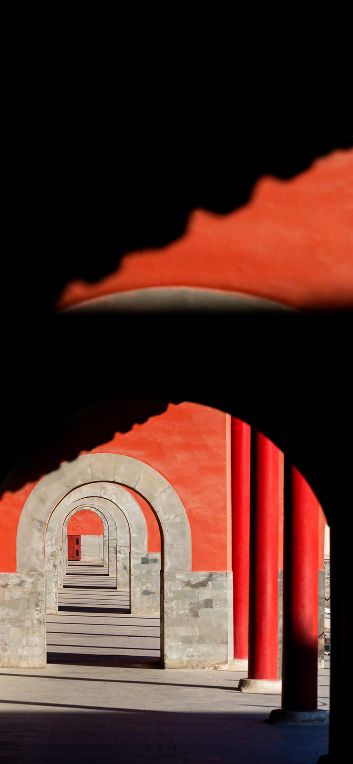 [2436×1125]故宫 拱门 中国风 影子 苹果手机壁纸图片