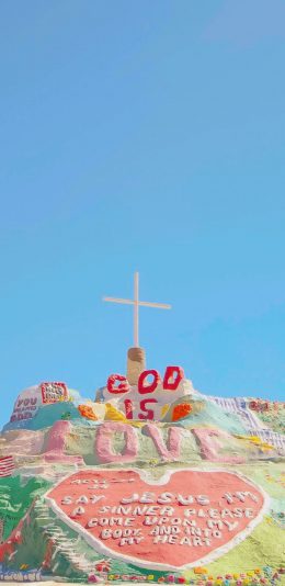 [2436x1125]救赎山 风景 色彩 LOVE 苹果手机壁纸图片