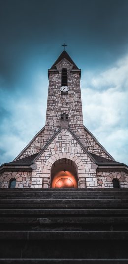 [2436x1125]教堂 建筑 异域 台阶 苹果手机壁纸图片