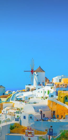 [2436x1125]旅游 景点 圣托里尼 建筑 洁白 苹果手机壁纸图片