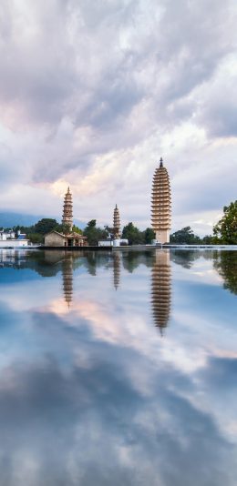 [2436x1125]旅游 景点 大理崇圣寺三塔 公园 苹果手机壁纸图片