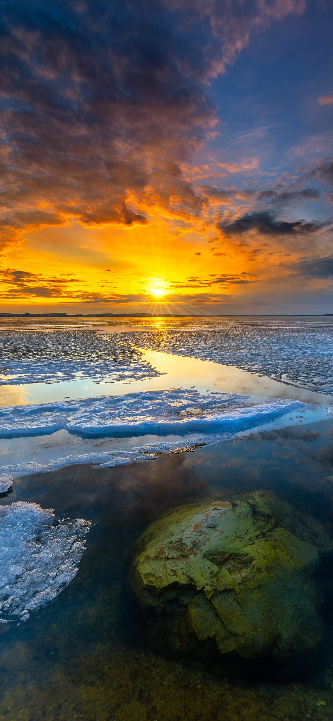 [2436×1125]日出 云空 大海 海景 苹果手机壁纸图片