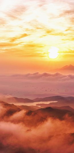 [2436x1125]日出 唯美 云海 群山 苹果手机壁纸图片