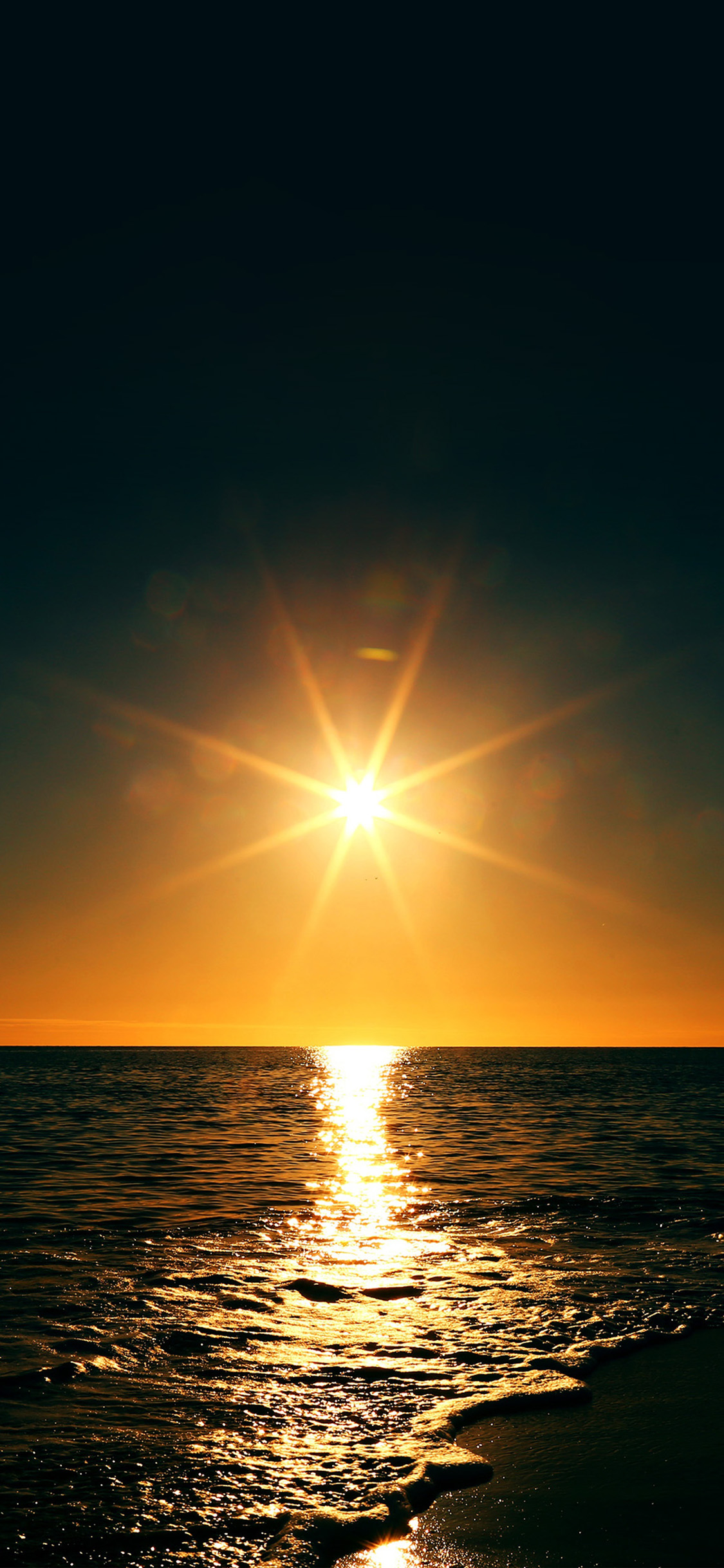 [2436×1125]日出 大海 倒影 美丽 太阳 阳光 苹果手机壁纸图片