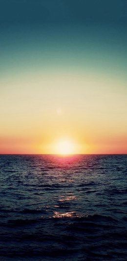 [2436x1125]日出 大海 天空 暖色 苹果手机壁纸图片