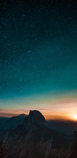 [2436x1125]日出 星空 远望 日落 苹果手机壁纸图片