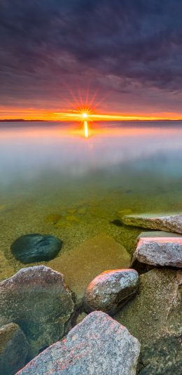 [2436x1125]日出 霞光 大海 海景 苹果手机壁纸图片
