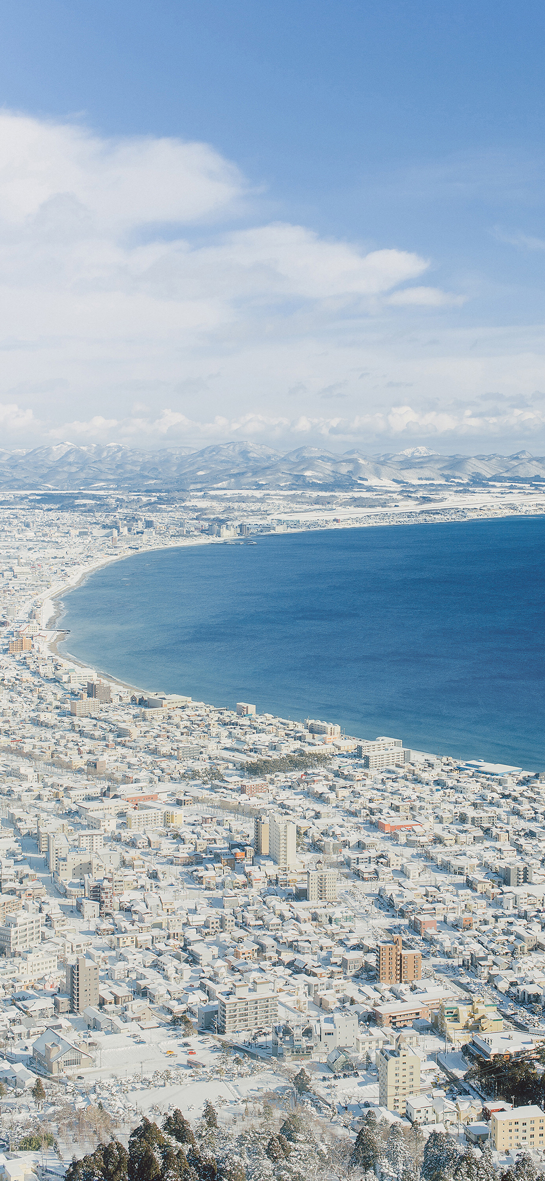 [2436×1125]日本 北海道 俯拍 白雪覆盖 苹果手机壁纸图片