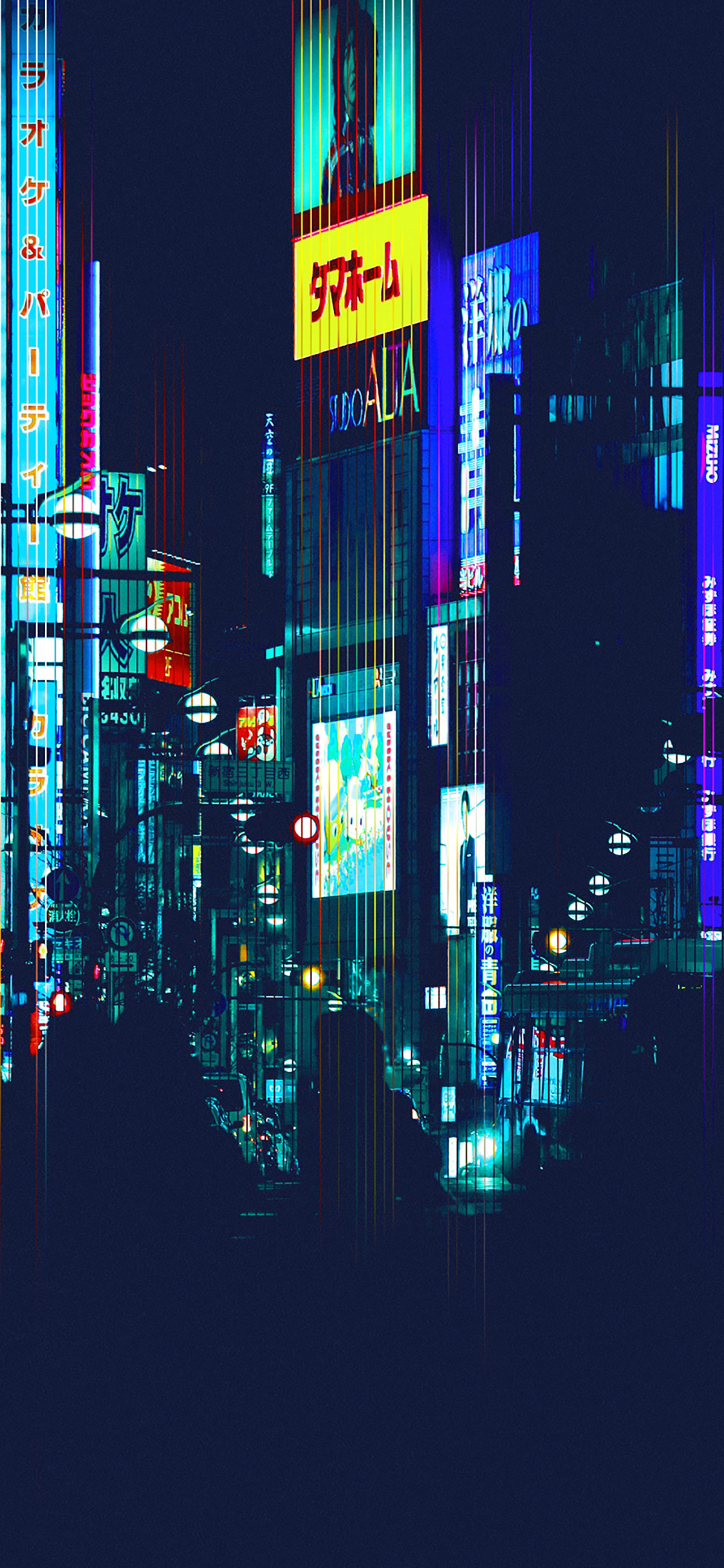 [2436×1125]日本 城市 夜景 灯光 繁华 都市 霓虹 苹果手机壁纸图片