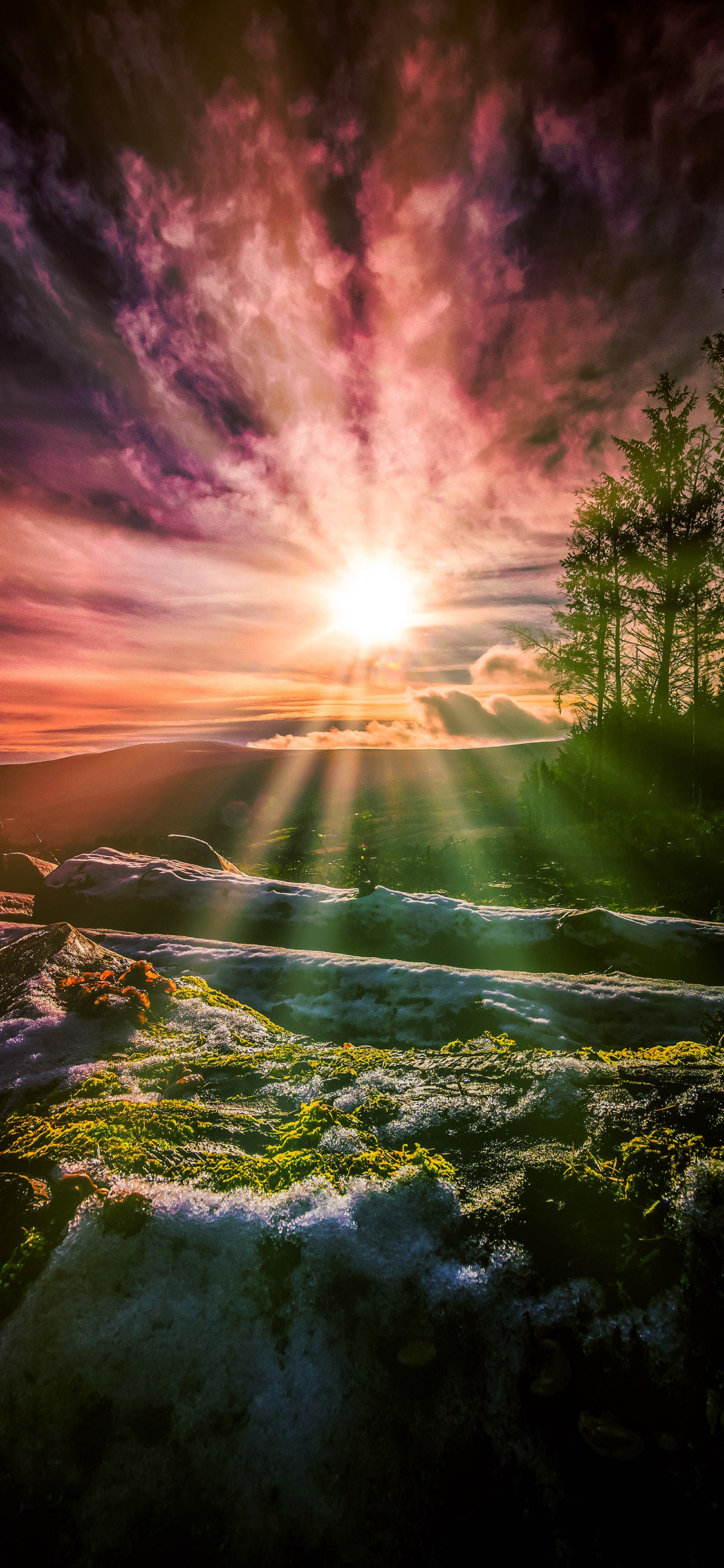 [2436×1125]日落 夕阳 景色 奇幻 苹果手机壁纸图片