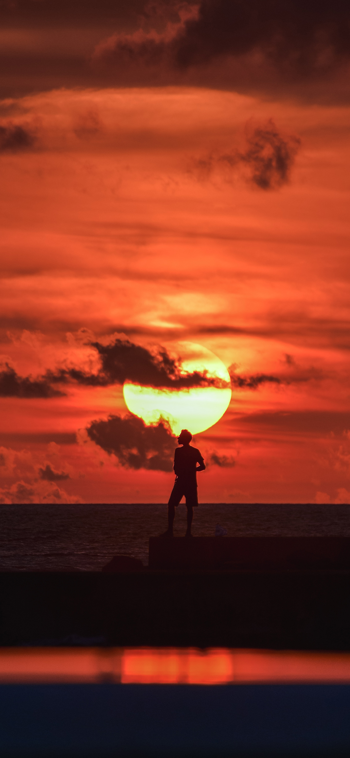 [2436×1125]日落 晚霞 唯美 美景 苹果手机壁纸图片