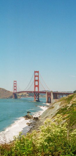 [2436x1125]旧金山 金门大桥 河流 地标 苹果手机壁纸图片
