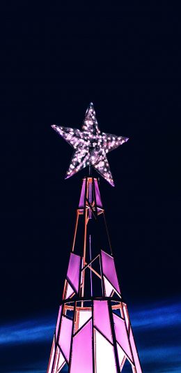 [2436x1125]星星 建筑 地标 五角星 苹果手机壁纸图片