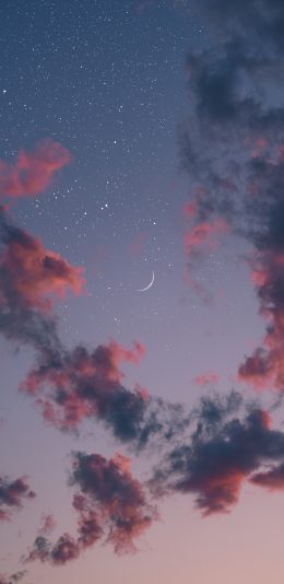 [2436x1125]星空 云朵 月亮 星星 唯美 璀璨 苹果手机壁纸图片