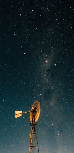 [2436x1125]星空 塔 夜晚 璀璨 苹果手机壁纸图片