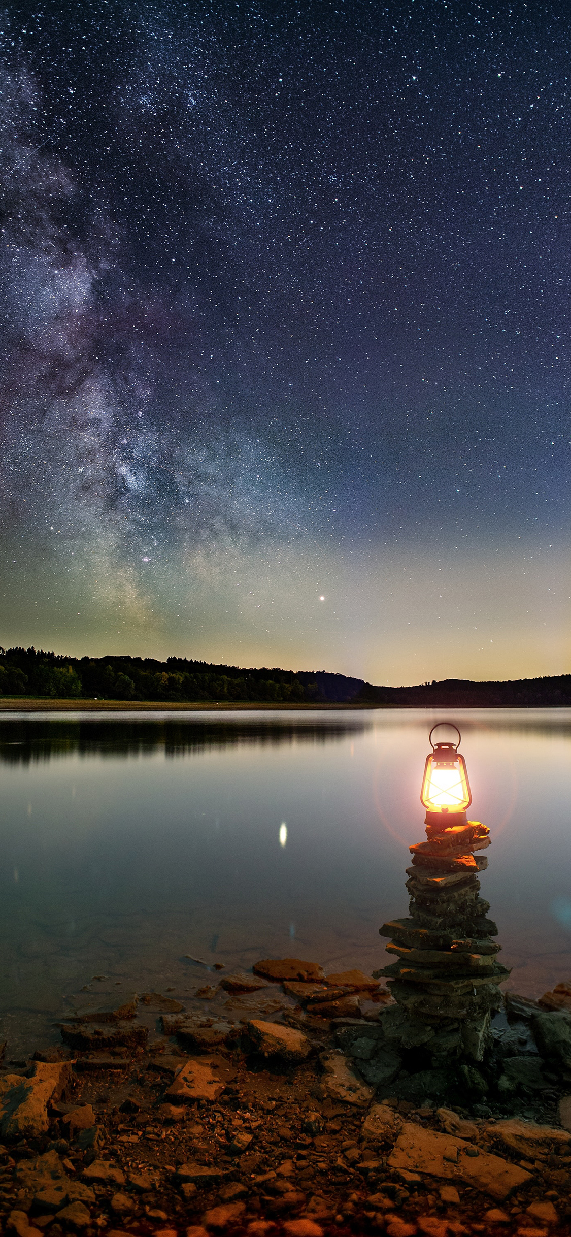 [2436×1125]星空 夜晚 油灯 璀璨 苹果手机壁纸图片