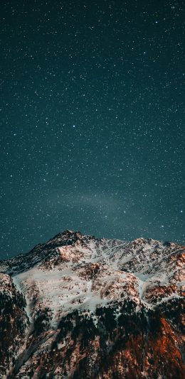 [2436x1125]星空 夜景 唯美 山峰 苹果手机壁纸图片