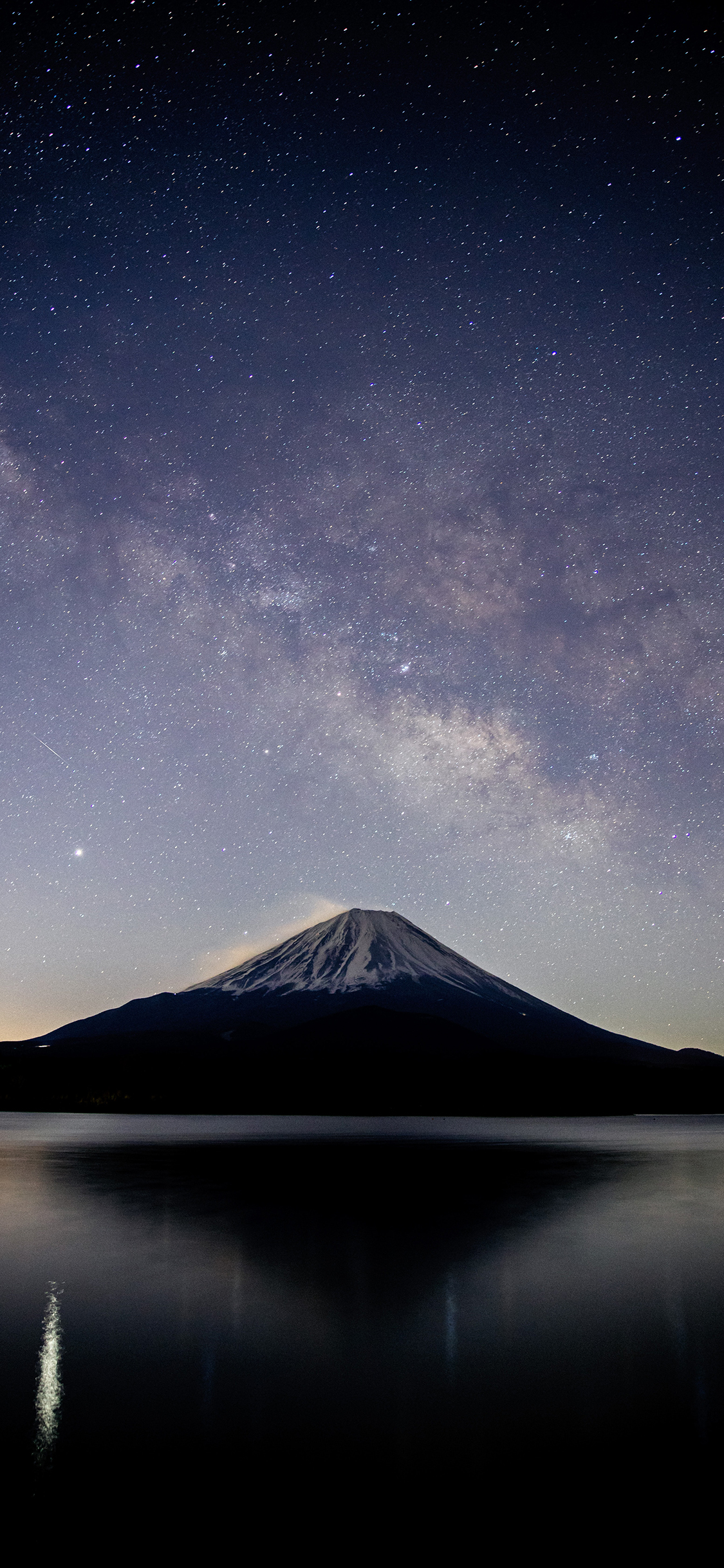 [2436×1125]星空 夜景 山峰 唯美 苹果手机壁纸图片
