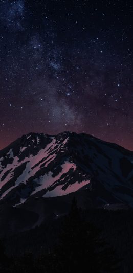 [2436x1125]星空 夜景 山峰 白雪 苹果手机壁纸图片