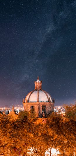 [2436x1125]星空 夜景 建筑 堡垒 苹果手机壁纸图片
