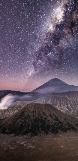 [2436x1125]星空 夜景 火山 自然 苹果手机壁纸图片